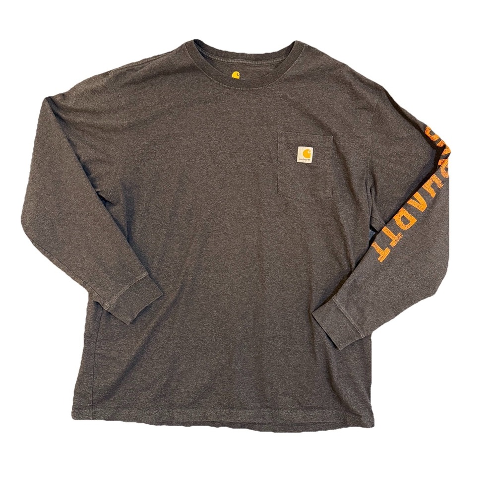 Carhartt Gray Original Fit Long‎ Sleeve Pocket T Shirt Size XXL